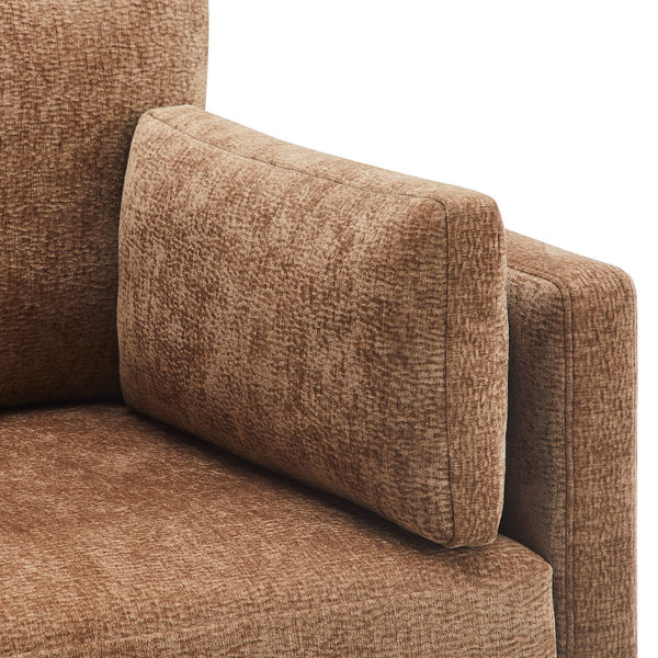 English Elm Chalco Mid-century Accent Chair Walnut Legs Polyester Upholstery Deep Foam Cushions Brown B050P429148