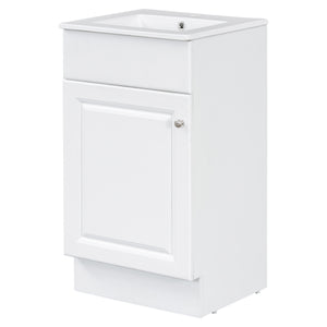 English Elm [video] Compact Sage Green Bathroom Vanity with Ceramic Sink Soft Close Cabinet White N759P237932K