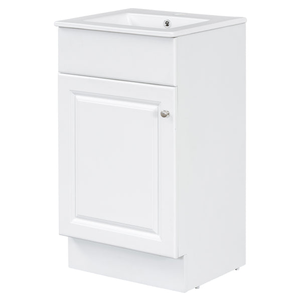 English Elm [video] Compact Sage Green Bathroom Vanity with Ceramic Sink Soft Close Cabinet White N759P237932K