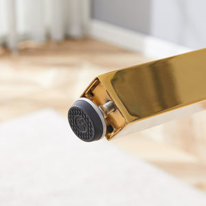 English Elm Modern Round Tempered Glass Dining Table with Gold 7-Shaped Legs, 47.3" Clear Top, Durable Luxury W1151S01881