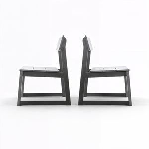 English Elm 2-pack Modernist Recycled Hdpe Slatted Patio Chairs Weather Resistant Outdoor Seating Set Grey W3566P342909