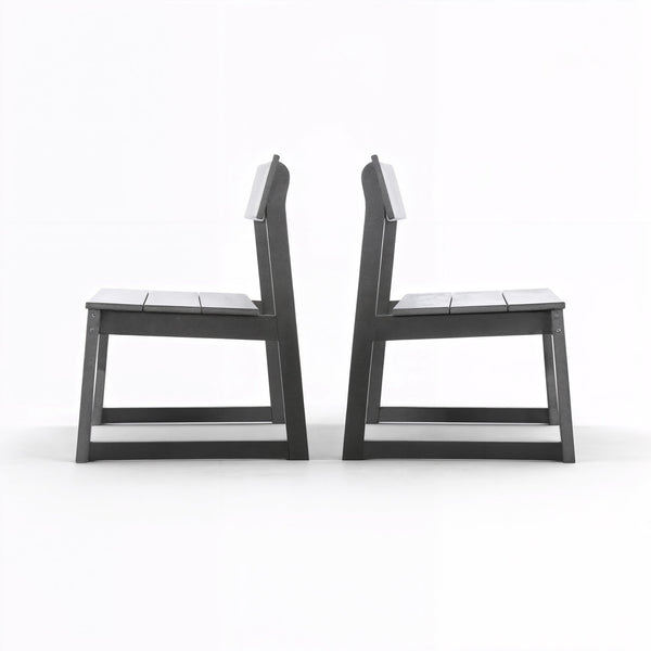 English Elm 2-pack Modernist Recycled Hdpe Slatted Patio Chairs Weather Resistant Outdoor Seating Set Grey W3566P342909