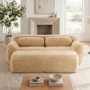 English Elm 80''soft Plush Modular Sectional Sofa with Chaise Deep Seat High Density Foam Living Room Light Khaki W714S01566