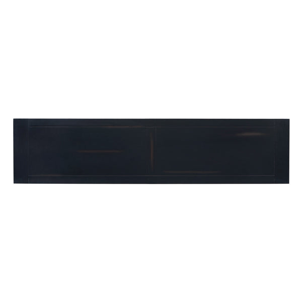 English Elm Trexm Distressed Entryway Console Table Three Drawers Open Shelf Mediterranean Wood Espresso N715P372052B