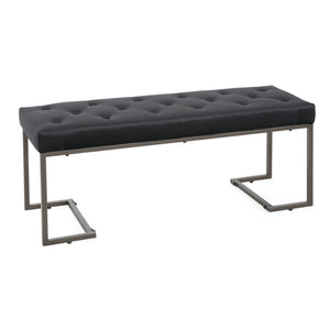 English Elm Christopher Knight Home® - Upholstered Button Tufted Bench – Luxurious Velvet Seating With Iron Frame, Modern Black & Bronze Design N757P256383B