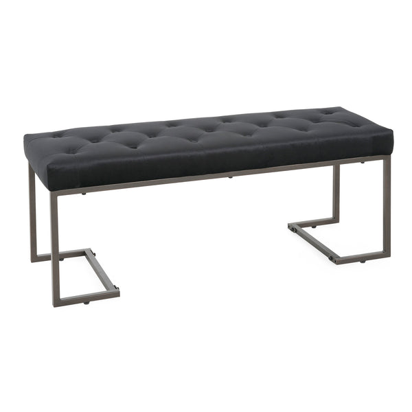 English Elm Christopher Knight Home® - Upholstered Button Tufted Bench – Luxurious Velvet Seating With Iron Frame, Modern Black & Bronze Design N757P256383B