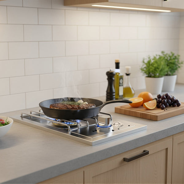 English Elm Commercial Dual Burner Stainless Steel Countertop Gas Range for Professional Kitchens W5057P394285