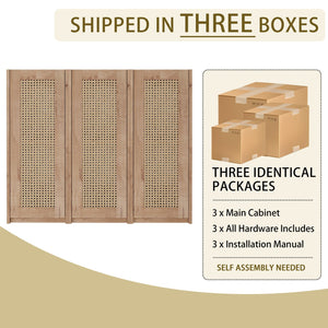 English Elm 36" Bathroom Side Cabinet - Modern Wall-Mounted Design With Soft-Close Doors For Organized Storage W999S00339