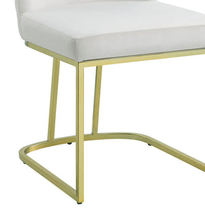 English Elm Zazie White Velvet Side Chair Set of 2 with Gold Finish, Lozenge Back, 4" Cushion, 220lb Capacity B2726P345260