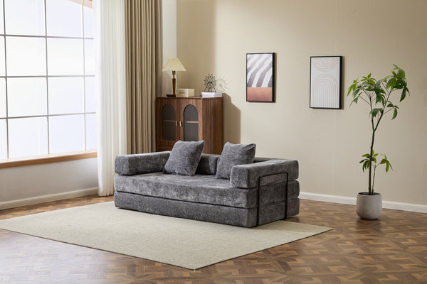 English Elm Floor Couch - Convertible Chenille Sofa Bed With Plush Back Support, Ideal For Living Rooms & Dorms W3723P344039