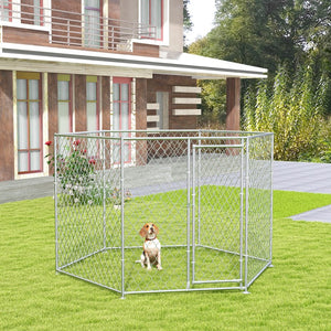 English Elm Pawhut Galvanized Steel Outdoor Dog Run with Lockable Door for Large Breeds W2225P173779
