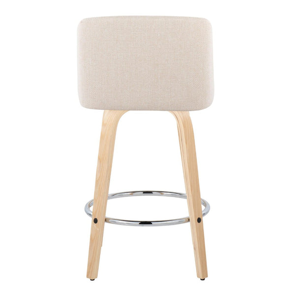 English Elm Toriano 26" Swivel Counter Stool Set Of 2 In Natural Wood & Cream Fabric - Modern Comfort For Dining B202S00415-GIGA