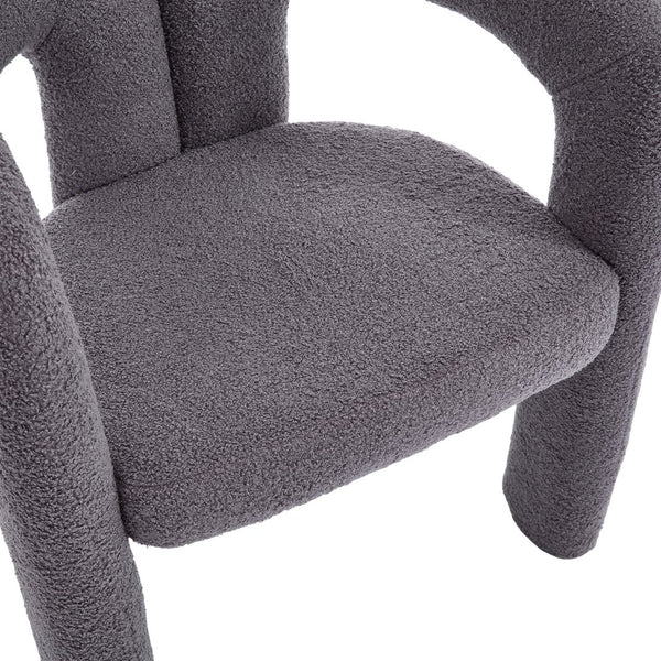 English Elm Contemporary Velvet Upholstered Barrel Accent Chair with Curved Support, Foam Seat, Steel Frame Finish Gray W395P224765