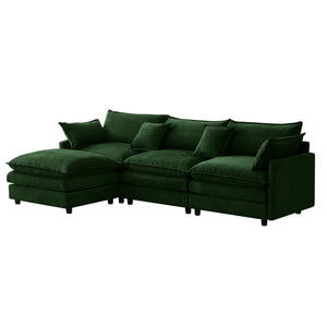 English Elm 105" L-shaped Chenille Sectional with Ottoman Pocket Spring Living Room Sofa Green W1097S00230