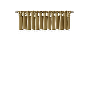JLA Home Madison Park - Lightweight Faux Silk Valance with Beaded Trim, Lined Twist-Tab Top for Privacy and Elegant Draping Bronze MP41-4456