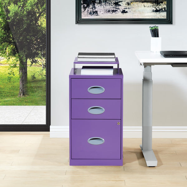 OSP Home Furnishings Metal File Cabinet Purple
