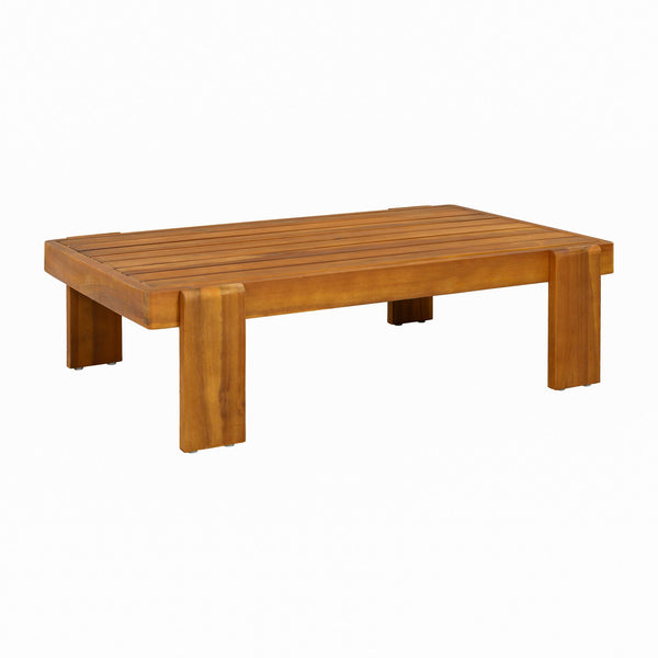English Elm Patio Acacia Wood Loveseat and Coffee Table Set for Outdoor Lounge Spaces N776P387848B