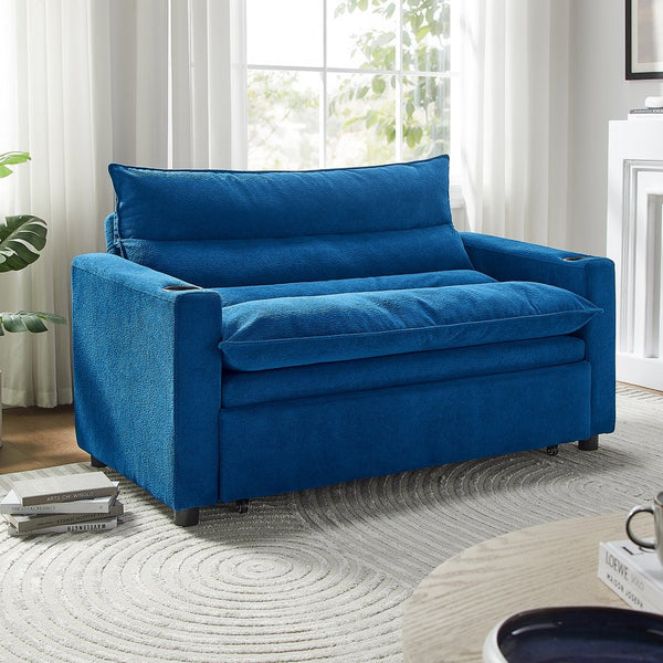 English Elm Convertible Velvet Sleeper Loveseat with Adjustable Backrest for Compact Living Spaces W1117P265778