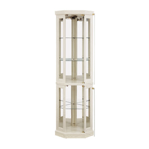 English Elm Lighted Corner Curio Cabinet - Elegant Display Case With Integrated Lighting For Collectibles & Glassware W1758P294619