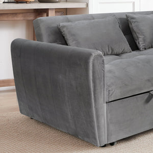 English Elm 65-inch Velvet Convertible Futon Sofa Bed with Adjustable Back for Living Room Dark Gray W2564S00070