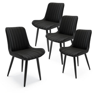 English Elm Set of 2 Armless Pu Leather Dining Chairs Cushioned Seat Brushed Metal Legs Modern Black W3316P426934