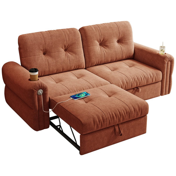 English Elm It Chenille Convertible Sofa Bed with Steel Frame Fits Studios and Spare Rooms W3820S00033