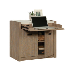 English Elm Library Base - Contemporary Brown Storage Solution With Integrated Power For Home & Office Organization B356P402734