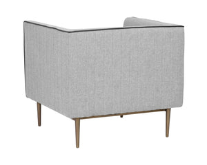 Sunpan Batavia Armchair - Bold Design with Channel Tufting, Sleek Piping, and a Stylish Bronze Base Belfast Heather Grey
