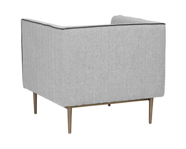 Sunpan Batavia Armchair - Bold Design with Channel Tufting, Sleek Piping, and a Stylish Bronze Base Belfast Heather Grey