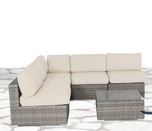 English Elm All-Weather Rattan 6-Piece Seating Group With Premium Cushions - Effortless Outdoor Comfort & Style B120S00090