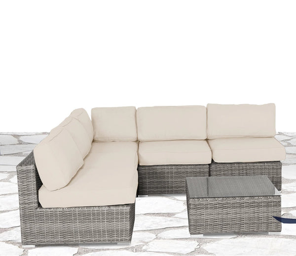 English Elm All-Weather Rattan 6-Piece Seating Group With Premium Cushions - Effortless Outdoor Comfort & Style B120S00090