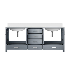 English Elm Dark Grey Double Bath Vanity 80 in W x 22 in D with White Quartz Top, Solid Wood, Soft-Close Storage B2731P258944