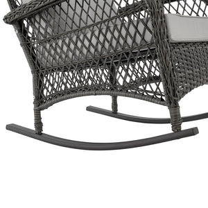 English Elm Fruttuo Upholstered Rocking Chair with Removable Zipper Cushions, Waterproof Fabric, Steel Rattan Frame Grey B365P397660