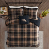 Woolrich Alton Lodge/Cabin Plush to Sherpa Down Alternative Comforter Set WR10-3106 Brown/Black