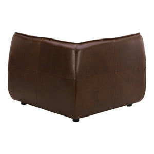 English Elm Zeppelin Top-grain Aniline Leather Corner Chair with Patina-rich Hickory Finish B2769P504212