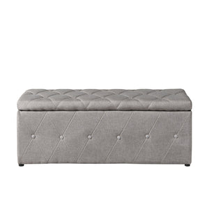 English Elm 1 Set of Two Linen Upholstered Rectangular Storage Ottomans for Bedroom Living Room W2297P455290