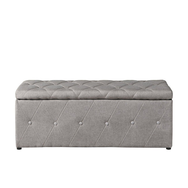English Elm 1 Set of Two Linen Upholstered Rectangular Storage Ottomans for Bedroom Living Room W2297P455290