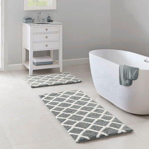 JLA Home Madison Park - Reversible Plush High-Pile Tufted Microfiber Bath Rug with OEKO-TEX Safety, Machine Washable Comfort Grey MP72-5666