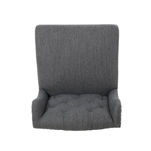 English Elm Christopher Knight Home® - Vienna Tufted Wingback Counter Stools Set of 2 — Button-Tufted Fabric, Nailhead Trim, Rubberwood Frame Charcoal 64856.00CHAR