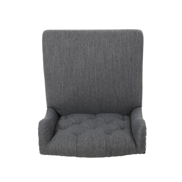 English Elm Christopher Knight Home® - Vienna Tufted Wingback Counter Stools Set of 2 — Button-Tufted Fabric, Nailhead Trim, Rubberwood Frame Charcoal 64856.00CHAR