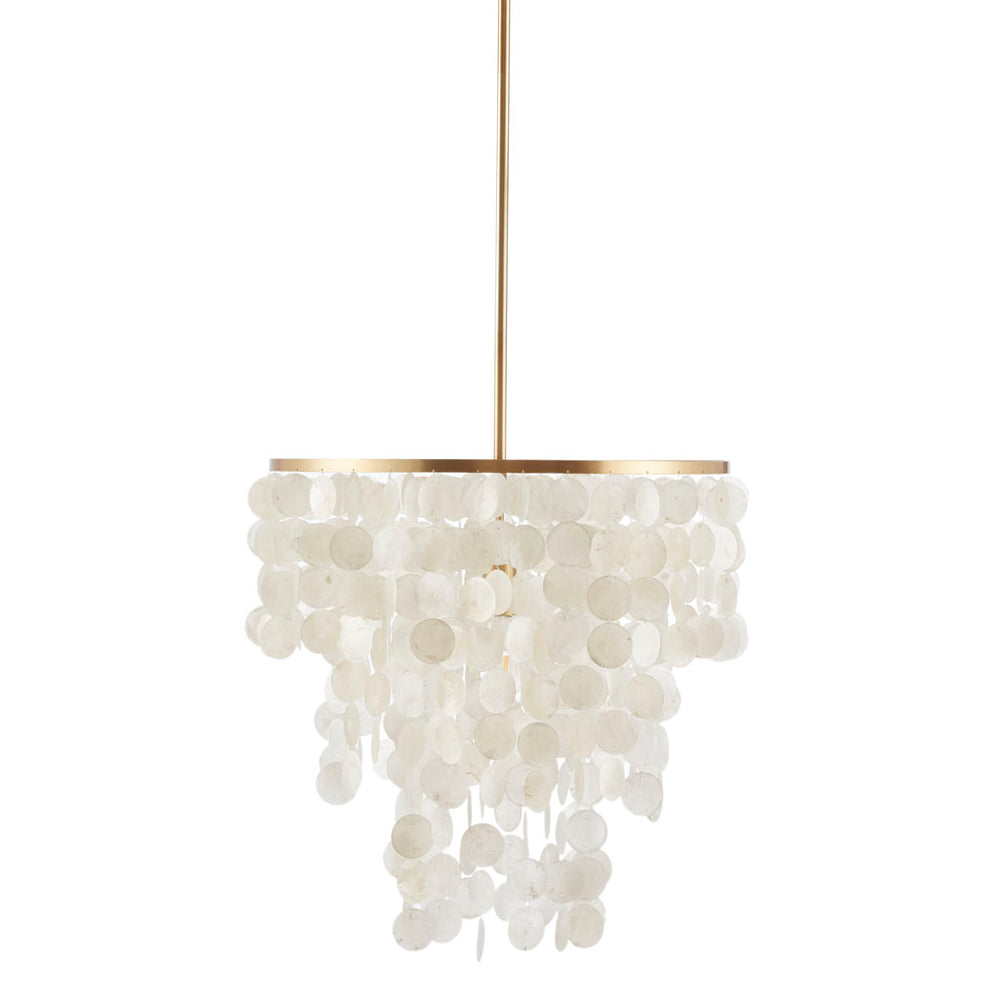 JLA Home INK+IVY - Dimmable Isla Capiz Chandelier by INK+IVY — Gold Layered Shell Pendant, Adjustable Height, Warm Glow MPS150-0093