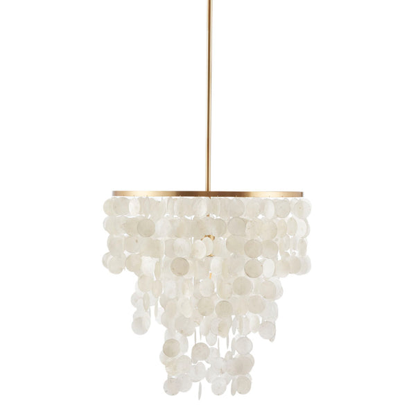 JLA Home INK+IVY - Dimmable Isla Capiz Chandelier by INK+IVY — Gold Layered Shell Pendant, Adjustable Height, Warm Glow MPS150-0093