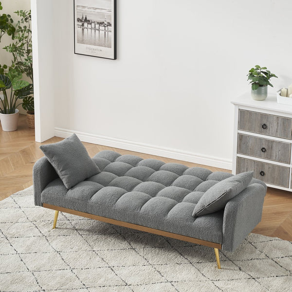 English Elm 69 Convertible Sofa Bed for Small Spaces 69-Inch Fabric Futon with Solid Wood Frame, Comfort Seat Gray W3356P298516