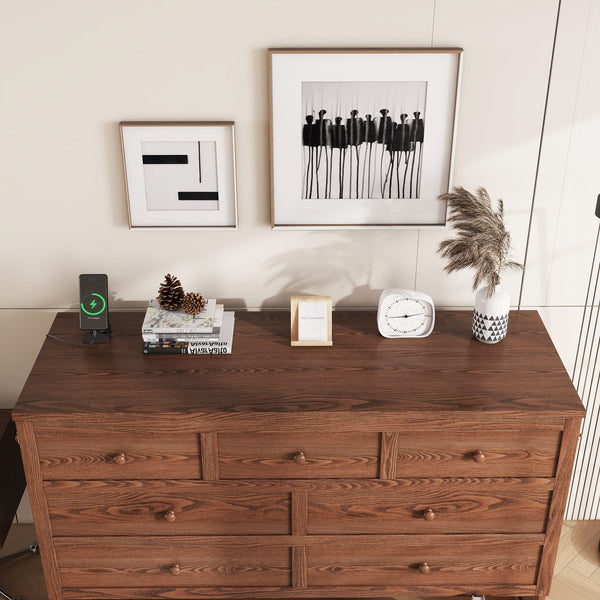 English Elm Murphy Cabinet Queen Bed Solid Pine Frame with Built-in Charging Station for Guest Rooms Walnut W504S00165