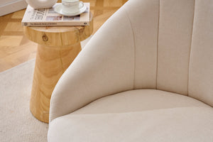 English Elm 068-chenille Swivel Accent Armchair Sculptural Curved Back Upholstered Living Room Seat Beige W527P438692