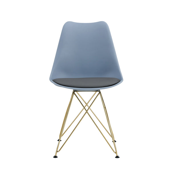 English Elm Modern Dining Chairs Set Of 4 - Stylish Grey Shell Lounge Seat With Golden Steel Legs For Home & Office W370P207512