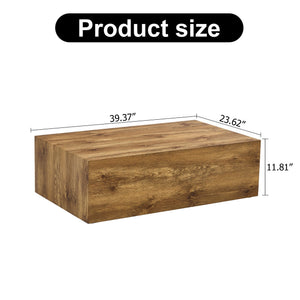 English Elm 39.3*23.6*12 Walnut Grain Mdf Low Profile Coffee Table for Modern Living Rooms Wood W1151P433605
