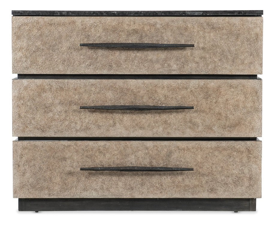 Hooker Furniture Melange Stacked Chest With Polished Black Marble Top, Taupe Drawer Fronts & Stepped Architectural Silhouette 628-85670-99
