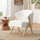 Christopher Knight Home® Modern White Upholstered Accent Chair with Solid Wood Frame for Living Room, Bedroom, Office