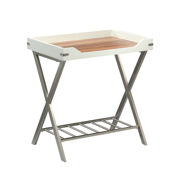 English Elm Side Table - Modern White Finish With Sturdy Metal Frame, Ideal For Small Spaces & Stylish Storage B356P367985-GIGA